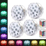 10leds RGB Led Submersible Light Underwater Night Lamp Battery Operated Garden Swimming Pool Light for Wedding Party Vase Bowl
