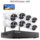 Smonet 8PCS 3MP HD Wireless Security Camera System Wifi CCTV Surveillance IP Cameras Outdoor Indoor Audio Waterproof For Home