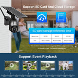 4MP Wifi Solar Camera Outdoor 360° View Pan Tilt Spotlight Battery Powered 4G Security System Camera 2Way Voice Intercom PTZ Cam