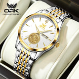 Original Quartz Men Watch Waterproof Luminous Dual Calendar Stainless Steel Wristwatch Luxury Watches