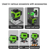 8/12/16 Lines 360 Laser Level Remote Control Self-Leveling Horizontal Vertical Green Beam Nível Laser 3/4D Level Household Tools