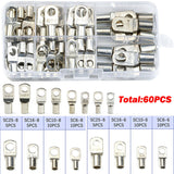 260/240/60CPS Assortment Car Auto Copper Ring Terminal Wire Crimp Connector Bare Cable Battery Terminals Soldered Connectors Kit