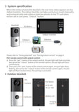 HD1080P 7 Inch Wireless Doorbell Video Intercom 140° Wide Angle Camera Door 2.4Ghz Wiring Free Apartment Home Security System