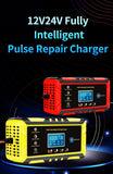 12V/24V 8A Full Automatic Battery chargers Digital LCD Display Car Battery Chargers Power Puls Repair Chargers Wet Dry Lead Acid