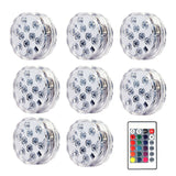 10leds RGB Led Submersible Light Underwater Night Lamp Battery Operated Garden Swimming Pool Light for Wedding Party Vase Bowl