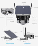 4K 8MP 180 Ultra Wide View Angle 4G Solar Security Camera Outdoor WIFI 4X Zoom Dual Lens PIR Human Detection CCTV Camera