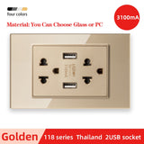 American Standard Dual USB Wall Socket Smart Home Appliance Plug Adapter Type-c 3.1A Fast Charging
