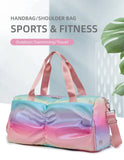 Rainbow Colorful Gym Bag Women's Handbags Travel Fitness Sports Girls Duffel Yoga Shoes Shoulder Bag Waterproof Dry Wet Pocket