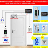 12V DC RFID Reader Keyless Door Opener Metal  Access Control Keypad 800 Users Mini  IP66 Waterproof Embedded Fingerprint Reader