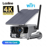 4K 8MP 180 Ultra Wide View Angle 4G Solar Security Camera Outdoor WIFI 4X Zoom Dual Lens PIR Human Detection CCTV Camera