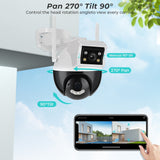 8MP Dual Screen PTZ Wifi Surveillance AI Human Detect Camera Bluetooth Connectinvity 3 Night Vision Modes IP66 Waterproof ICSEE