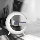 Multifunctional Wireless Charger Alarm Clock Bluetooth Speaker APP Control RGB Night Light Charging Station for Iphone Samsung