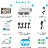 3MP WiFi Home Security Kit 10.1&quot;Monitor NVR Kit Wireless PTZ Security Camera System 2Way Audio CCTV Surveillance Cameras Set HDD