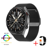 New smartwatch Men&#39;s AMOLED 390*390 HD screen forever displays time fitness bracelet waterproof stainless steel Bluetooth calls