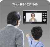 HD1080P 7 Inch Wireless Doorbell Video Intercom 140° Wide Angle Camera Door 2.4Ghz Wiring Free Apartment Home Security System