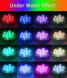 10leds RGB Led Submersible Light Underwater Night Lamp Battery Operated Garden Swimming Pool Light for Wedding Party Vase Bowl