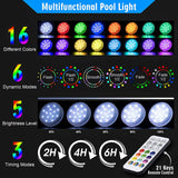 Rechargeable Underwater Submersible Pool Lights with Remote IP68 Waterproof Color Changing Led Floating Lights for Hot Tub Bath