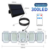 5 Heads 300 LED Solar Lights Outdoor Motion Sensor Waterproof Wide-angle Illumination Foco Solar LED Garden Street Wall Lamp