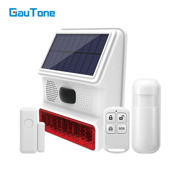 Wireless Outdoor Solar Siren Powered Strobe Sound Flash Waterproof Alarm Siren for 433MHz Wifi GSM Alarm System