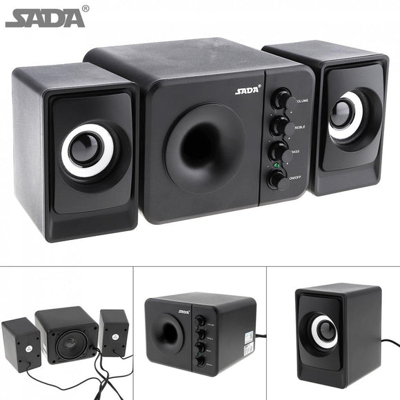 D-205 Portable 3W USB 2.0 Computer Subwoofer Combination Speakers with 3.5mm Audio Plug for Desktop Laptop PC Smartphone