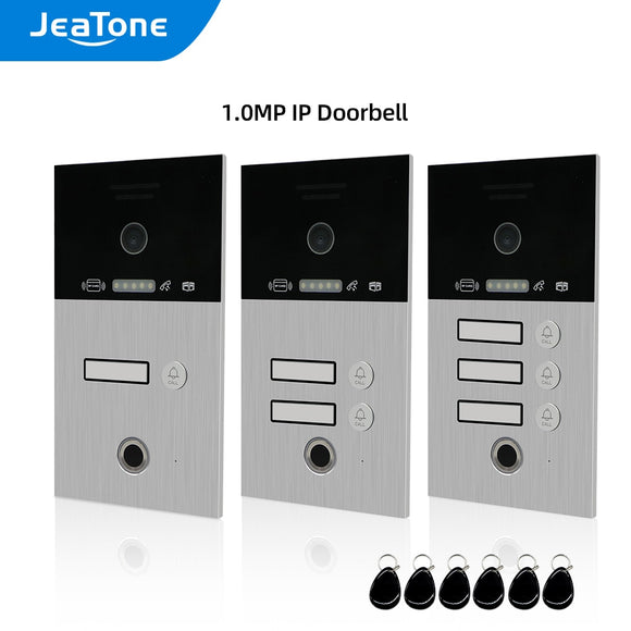 JeaTone 1.0MP Fingerprint IP SIP Doorbell Doorphone Call Panel for 1/2/3 Floors with IC Cards, Night Vision, Waterproof Function