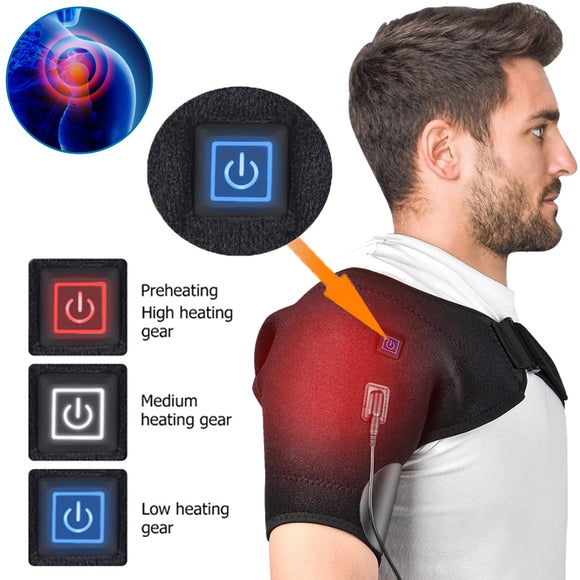 Electric Heating Massager Therapy Shoulder Pad Brace Pain Relief Support Brace Therapy Joint Injury Recovery Rehabilitation