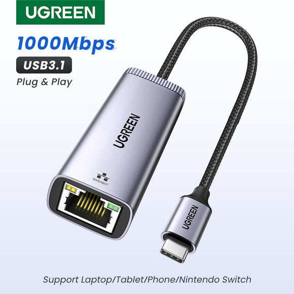 USB C Ethernet Adapter 1000/100Mbps USB Lan RJ45 Thunderbolt 3 for Laptop Macbook Samsung iPad USB Ethernet Network Card