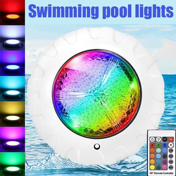 AC12V 7 Pool Light RGB Submersible Light Wall Mounted LED Swimming Pool Spotlight IP68 Waterproof Lamp with Remote Controller