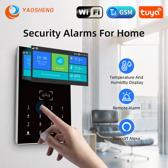 Smart Home Alarm System Wireless Home Alarm Support Alexa & Google Home With Temperature Humidity Display Security Alarms