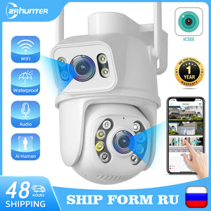 8MP 4K PTZ IP Camera Dual-Lens Human Detect CCTV Security Camera Night Vision Outdoor Wifi Surveillance Camera ICsee