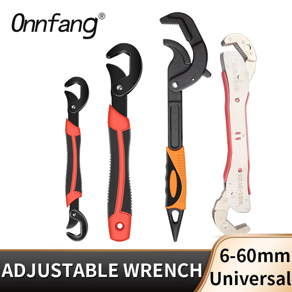 Onnfang 6-60mm Universal Wrench Multi-function Wrench Tool Home Repair Key Hand tool Adjustable Purpose Universal Pipe Wrench