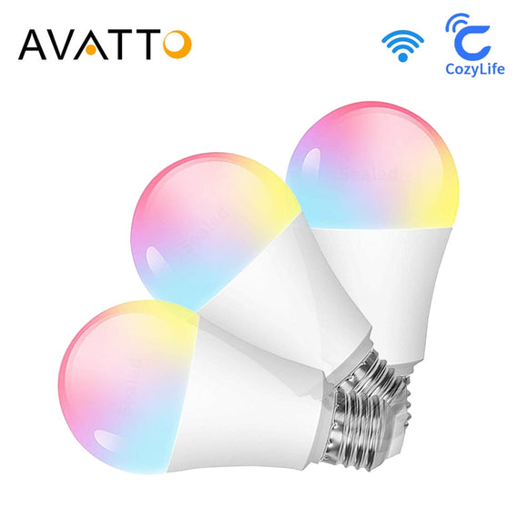 AVATTO 12W WiFi Smart Light Bulb,E27 Wireless LED Lamp RGB Dimmable Timer Function Color Bulb Works With Alexa/Google Home/Cozy