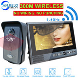 7 Inch 2.4Ghz Wireless Video Intercom Punch-Free Motion Detection Long Standby Visual Doorbell Security System for Home