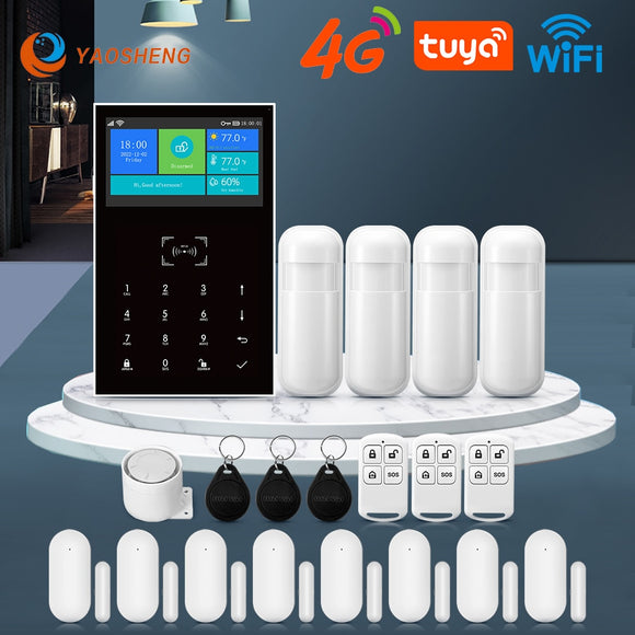 4G Wireless Burglar Alarm System PG109 Smart Home Security System Support Alexa&Google Home Door Windows Motion Sensor Alarm