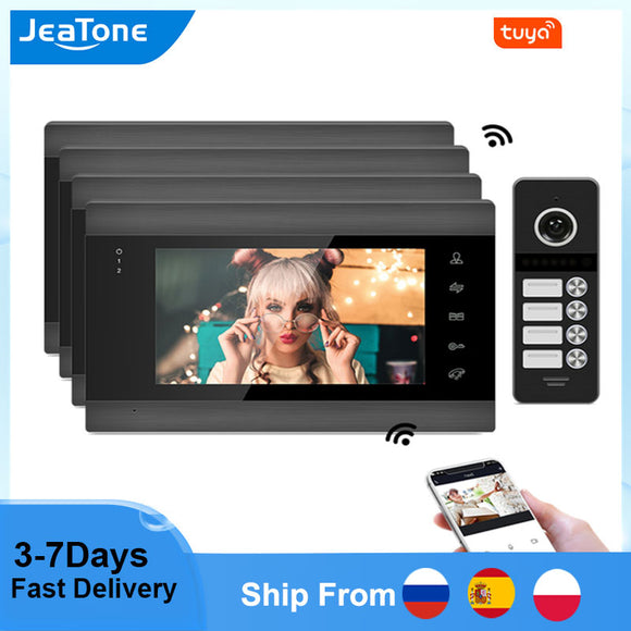 JeaTone WiFi Video Intercom Smart Tuya App Video Doorbell for Multi-Apartments with Remote Control Intercom in Private House