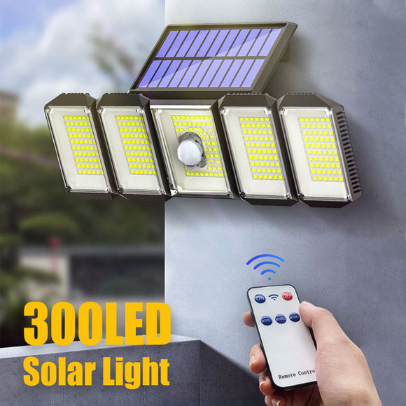 5 Heads 300 LED Solar Lights Outdoor Motion Sensor Waterproof Wide-angle Illumination Foco Solar LED Garden Street Wall Lamp