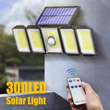 5 Heads 300 LED Solar Lights Outdoor Motion Sensor Waterproof Wide-angle Illumination Foco Solar LED Garden Street Wall Lamp