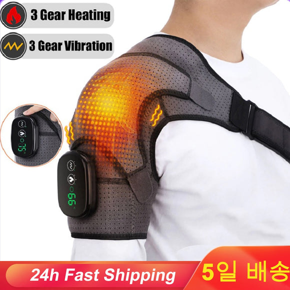 Electric Shoulder Massager Heating Vibration Massage Support Belt Knee Arthritis Pain Relief Thermal Physiotherapy Brace