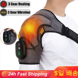 Electric Shoulder Massager Heating Vibration Massage Support Belt Knee Arthritis Pain Relief Thermal Physiotherapy Brace