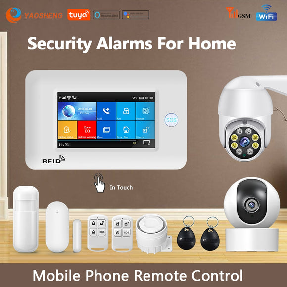 Smart Security Alarms For Home WIFI Wireless Home Alarm APP Remote Control Compatible With Alexa House Alarm Systems