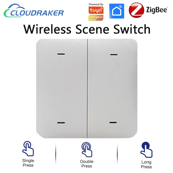Tuya Smart ZigBee 4 Gang Wireless Scene Switch 12 Scene Push Button Controller Smart Home Battery Powered for Smart Life Device