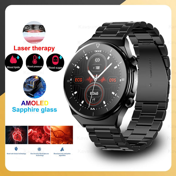 New upgrade Laser Therapy Smartwatch Blood Sugar Blood Lipids Blood Pressure Body Temperature Health Monitoring Smart Watch Men
