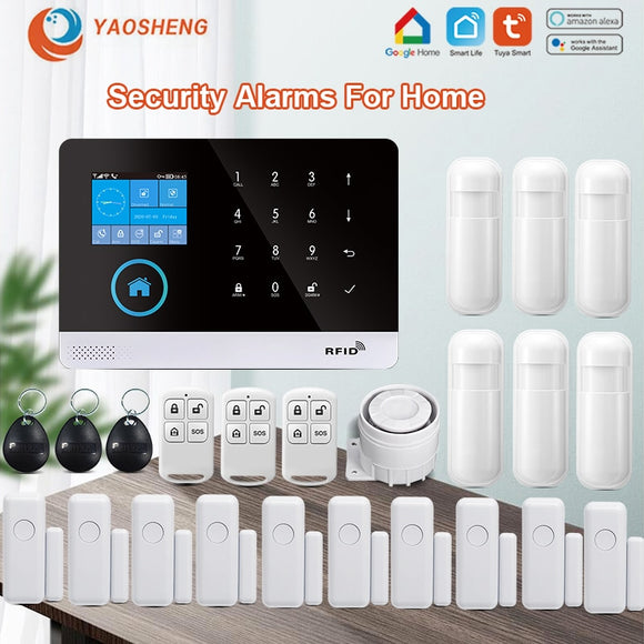 433MHz Wireless WIFI GSM Home Security Alarm System - Smart Home Alarm System With Motion Sensor With Alexa & Google Home