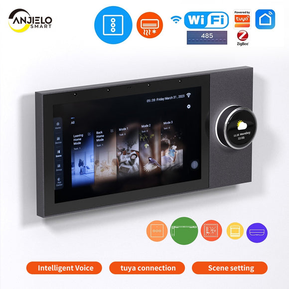 7-inch Wifi Smart Home One Click On Control Panel Multifunction Integrated Tuya Zigbee & Bluetooth Gateway Electronic Panel