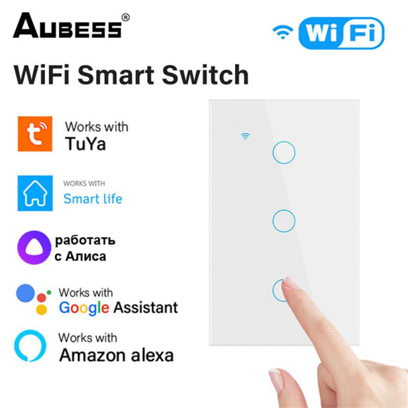 1/2/3/4gang Tuya WiFi Smart Light Switch Neutral Wire Required Wall Touch Switch Sensor Work With Smart Life Alexa Google Home