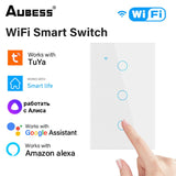 1/2/3/4gang Tuya WiFi Smart Light Switch Neutral Wire Required Wall Touch Switch Sensor Work With Smart Life Alexa Google Home
