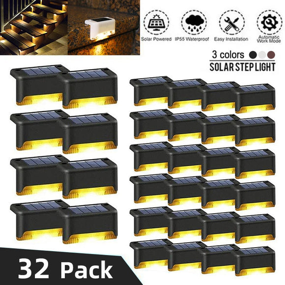Solar Deck Lights 32 Pack Outdoor Step Lights Waterproof Led Solar Lights for Railing Stairs Step Fence Yard Patio and Pathway