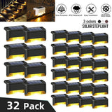 Solar Deck Lights 32 Pack Outdoor Step Lights Waterproof Led Solar Lights for Railing Stairs Step Fence Yard Patio and Pathway