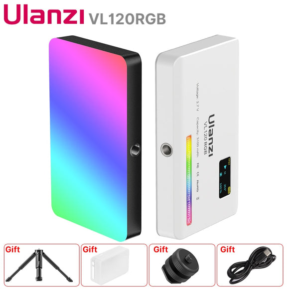 Compact Video Light with Display Screen Diffuser Mini Camera RGB Light Smartphone Selfie Lighting 3100mAh