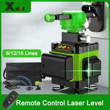 8/12/16 Lines 360 Laser Level Remote Control Self-Leveling Horizontal Vertical Green Beam Nível Laser 3/4D Level Household Tools
